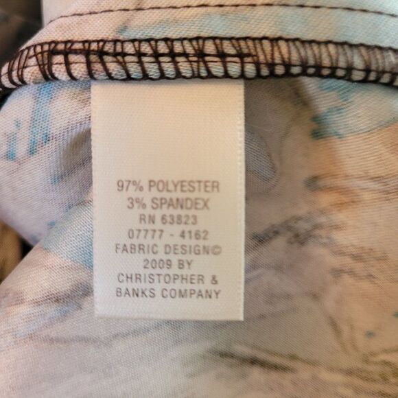 Christopher & Banks Skirt Wrap Retro 70's Abstract Mod Button Midi Blue 8 - Picture 13 of 14